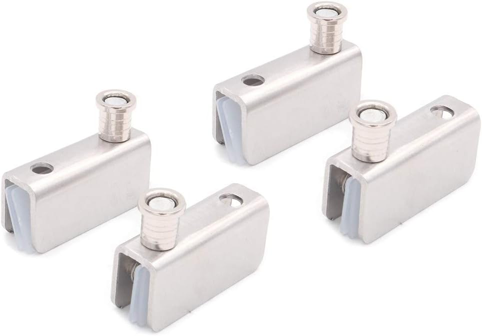 Set of 2 NUZAMAS Cabinet Door Pivot Hinges Set Upper and Lower Installation, Door Hinge Latch, Door Latches Glass Clamps Set, Small