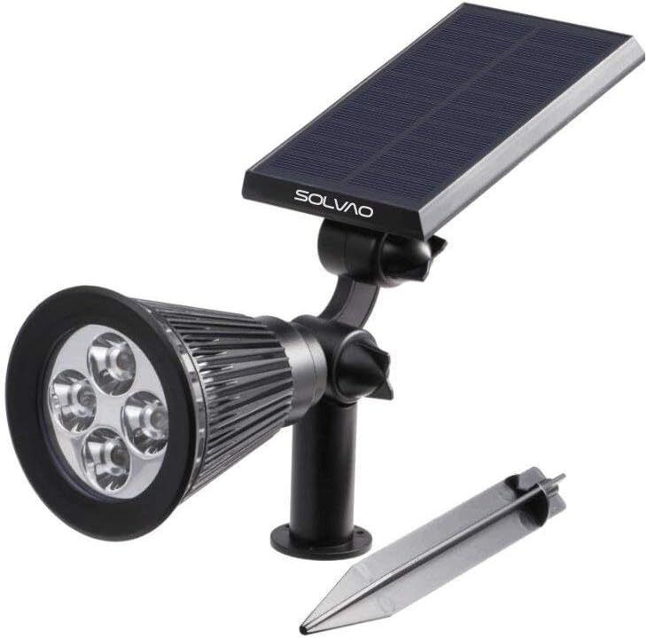 SOLVAO Solar Spotlight (Upgraded) - Ultra Bright, Waterproof, Outdoor LED Spot Light with Auto On/Off Function - Best Sun Powered, Rechargeable Uplight for Lighting Flag Pole, Landscape, Yard & Garden - - 