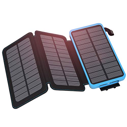 Hiluckey Solar Charger 24000mAh, External Battery Power Bank Portable Phone Chargers with Dual 2.1A Ports Compatible with Cell Phones, Tablets, GPS and Camera