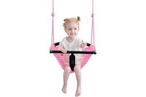 nets Tribe 2 -in- 1 Toddler Swing. Swing Seat for Kids with Adjustable Ropes, for Kids Heavy Duty Rope Play Secure Children Swings Set, for Outdoor Indoor, Backyard. Upgrade Product (Pink)