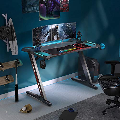 EUREKA ERGONOMIC Z1S Pro Gaming Desk 44.5" Z Shaped Home Office PC