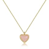 Joxevyia Pink Heart Rose Quartz Necklace - Dainty