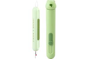 FENGWANGLI Automatic Needle Threaders Seam Ripper, Upgraded 3 in 1 Sewing Needle Threader Tool, Stretchable Quick Seam Rippers with Needle Storage for Hand Quilling, Embroidery Stitch Removal(Green)