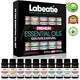 Labeatie Aromatherapy Diffuser Essential Oils Set of 10 Therapeutic Grade Natural and Pure Essential Oil Bottles 10ml For Diffusers and Humidifier with Lavender Lemon Tea Tree Eucalyptus and More
