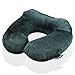 Inflatable Travel Pillow,Wowstar with Built-in Pump, Extra-Soft Washable Cover, and Compact Airplane Travel Packsack with Caribiner (Dark Green)