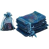 HRX Package Organza Drawstring Bags,100pcs 4”x 6” Coralline Blue Organza Gift Bags for Jewelry Candy Bags and Wedding Party Gifts Pouches