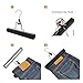 JS HANGER Wood Pants Hangers, 12 Pack Non Slip Wood Skirt Hangers, Smooth Finish Wood Jeans/Slack Hanger with 360° Swivel Hook, Black Finish