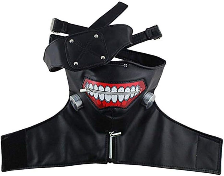 Halloween Costumes Tokyo Ghoul Kaneki Ken Cosplay Costume Black Hoodie Sweater Leather Cloth+Mask+Wig S-3XL