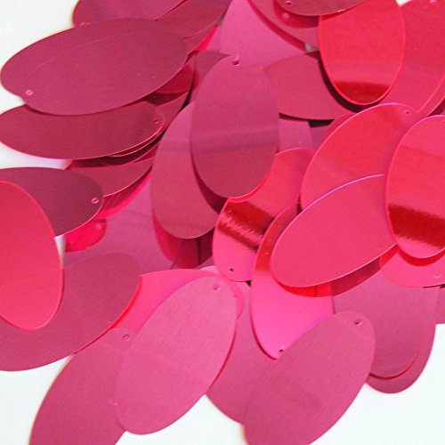 Sequin Oval 1.5 inch Fluorescent Hot Pink Metallic Couture Loose Paillettes. Made in USA.
