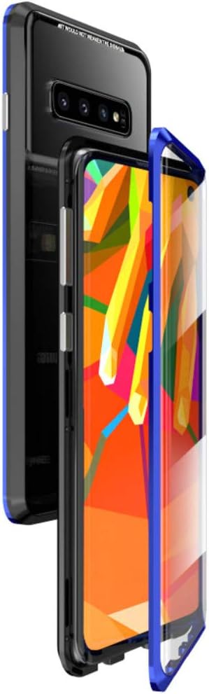 JoyCube For Samsung Galaxy S10 Case [360°Full Body Cover]Magnetic Adsorption Bumper With Built-in Screen Protector [Front&Back Of Clear Touchable HD Tempered Glass] Rugged Metal Protection(Black/Blue)