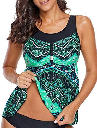 CICIDES Womens V Neck Racerback Printed Tankini Swim Tops(S-XXXL)