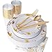 Nervure 175PCS Gold Plastic Plates with Marble Printing & Gold Plastic Silverware:50 Plates, 25 Forks, 25 Knives, 25 Spoons, 25 Cups, 25 Napkins for Thanksgiving & Wedding