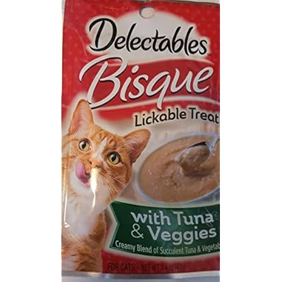 Delectables Bisque Lickable Treat With Tuna &amp; Veggies Creamy Blend (4-POUCHES) (NET WT 1.4 OZ EACH)