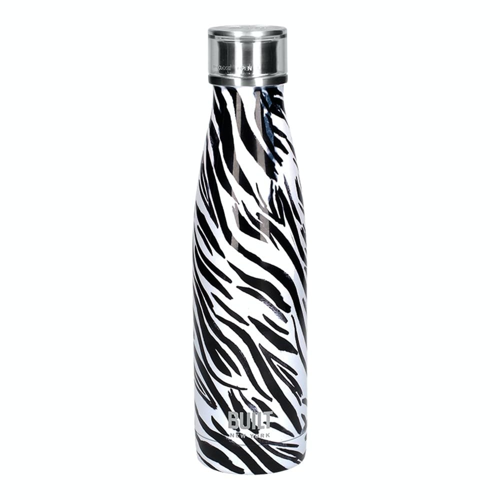 Built C000847 Perfect Seal Leakproof Insulated Water Bottle/Thermal Flask, Stainless Steel, 480 ml, Zebra