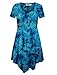 Lock and Love LL WT1063 Womens Short Sleeve All Over Tie-Dye Tunic Top XXXL TEAL
