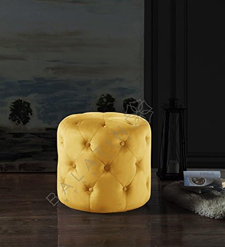 BEDZONLINE Shiny velvet circle stool (Mustard)