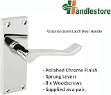 HANDLESTORE Victorian Scroll Door Handle Pack Polished Chrome Finish Pair view 2