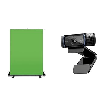 Elgato Green Screen - Ausfahrbares Chroma-Key-Panel zur Hintergrundentfernung mit automatisch arretierendem Rahmen & Logitech