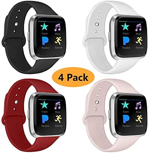 Coperr 4 Packs Bands Compatible with Fitbit Versa/Fitbit Versa 2 / Fitbit Versa Lite for Women and Men, Soft Silicone…