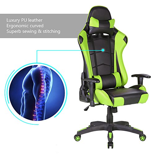 IntimaTe-WM-Heart-Sedia-Gaming-Sedia-da-ufficio-Sedia-Schienale-Alto-Reclinabile-di-PU-Ergonomica-Poltrona-Girevole-Regolabile-Sedia-del-Gioco-Computer-verde