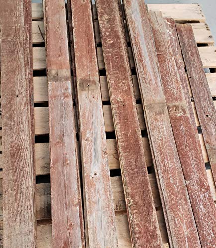 Real Weathered Wood Planks for Walls - Rustic Reclaimed barn Wood Paneling for Accent Walls, Easy Nail up Application (Barn Red - 11 Square feet) - Thumbnail 5