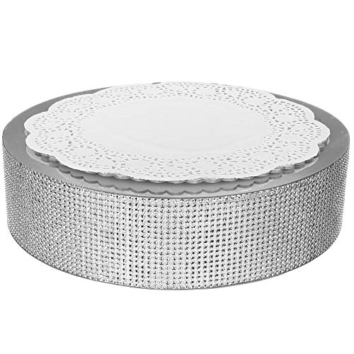 Eleganty Bling Wedding Cake Stand - Supports Heavy Multi-tier Cake, Cupcake and Dessert Base Decorative Centerpiece Display, Silver - 12 Inches - Round