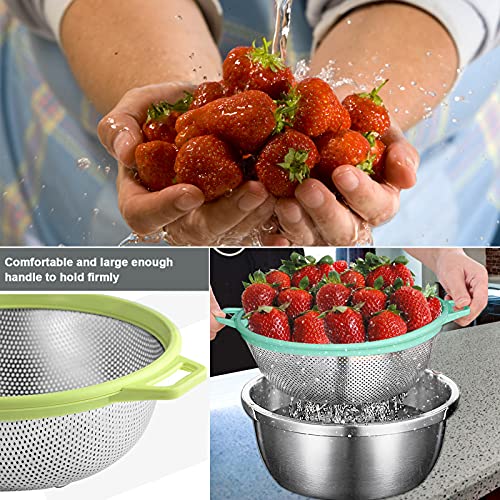 Large Stainless Steel Colander,MicroPerforated 5Quart Mesh Colander