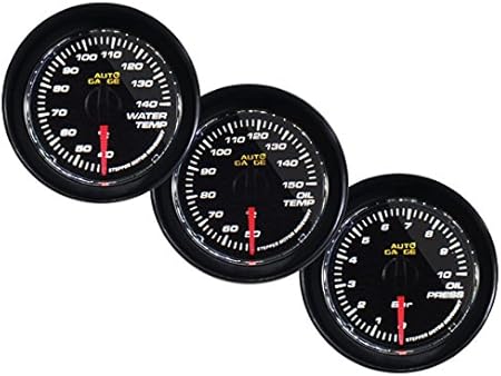 Amazon オートゲージ Autogauge 水温計 油温計 油圧計 3点セットa 3連メーター 348シリーズ 52mm 52f クリアレンズ マルチゲージ 車 バイク
