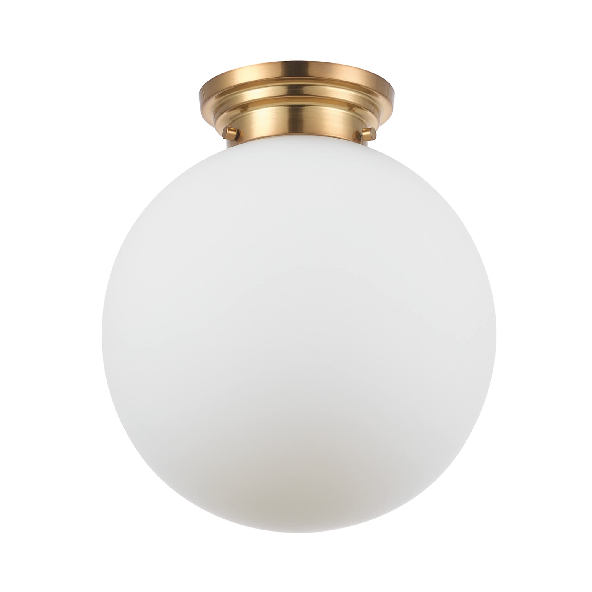 Photo 1 of Globe Electric 65694 Portland 1-Light Semi-Flush Mount Ceiling Lighting, Matte Brass, Opal Glass Shade, Bulb Not Included