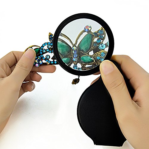 image for Nydotd 10X Mini Pocket Magnifying Glass Folding Pocket Magnifier Loupe