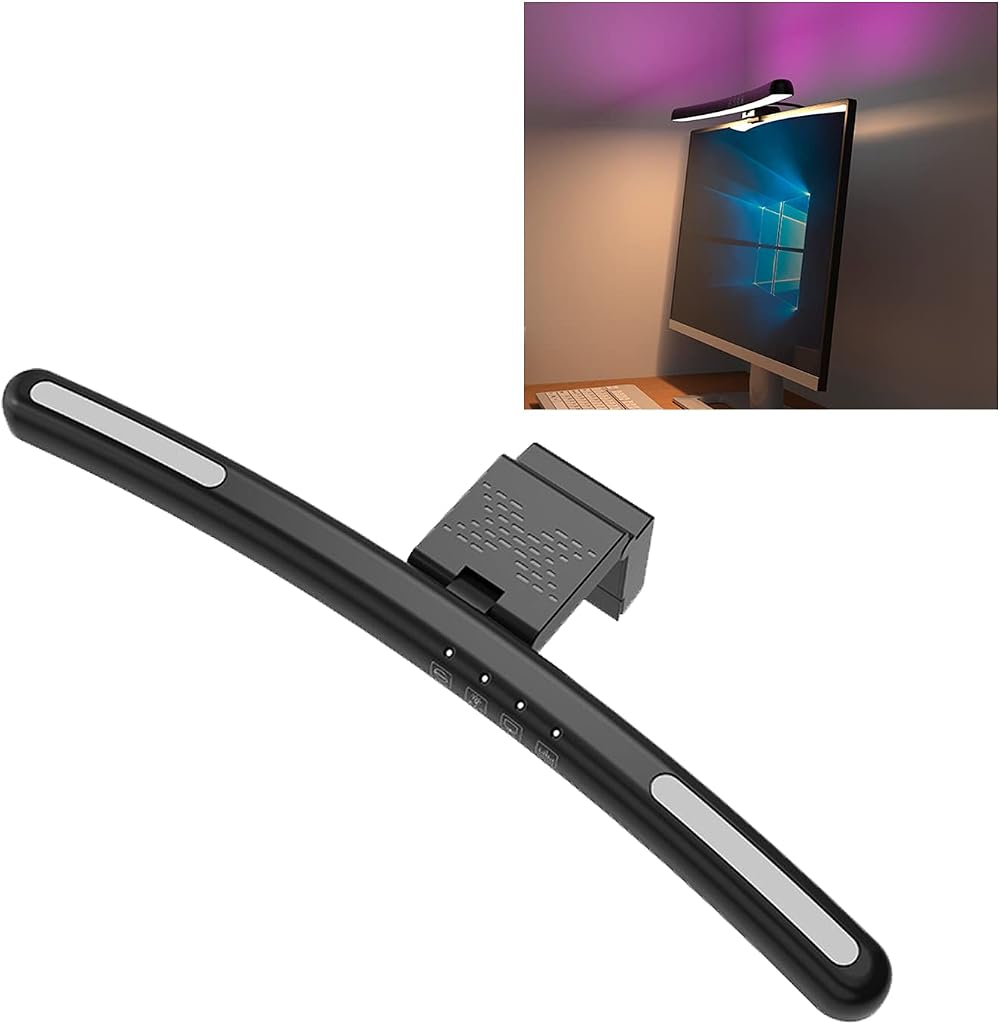 Gugxiom Curved Monitor Light Bar Eye Caring PC LED Lamp 3 Color RGB Black 5V