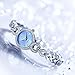 INWET Rhinestone Bracelet Watch for Women,Blue Dial Crystal Indexes,Slim Stainless Steel Watch Band,Girls Bracelet Watch