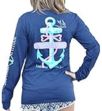Southern Attitude Salty Rope Anchor Navy Blue Long Sleeve Shirt (Medium)