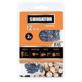 SUNGATOR 2-Pack 12 Inch Chainsaw Chain SG-R45, 3/8" LP Pitch - .043" Gauge - 45 Drive Links, Fits Craftsman, Husqvarna, Ryobi, Dewalt