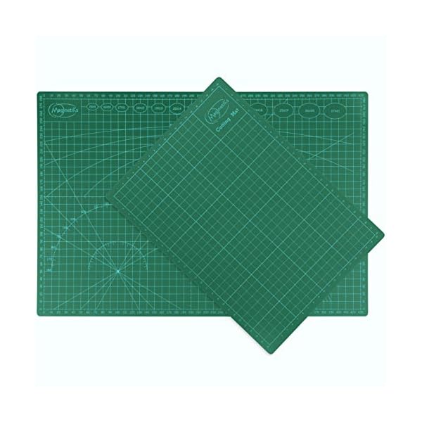 magnetiks Schneidematte 2er Set - DIN A3 und DIN A4 im 2er Set Schneideunterlage - selbstheilend doppelseitig grÃ¼n