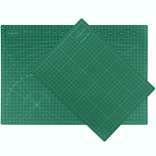 magnetiks Schneidematte 2er Set - DIN A3 und DIN A4 im 2er Set Schneideunterlage - selbstheilend doppelseitig grün