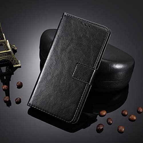 MingMing Case for LG Q7, Protective Case with TPU Shell, Folding Stand, Card Slot, Book Flip Phone Cover Case for LG Q7, Black