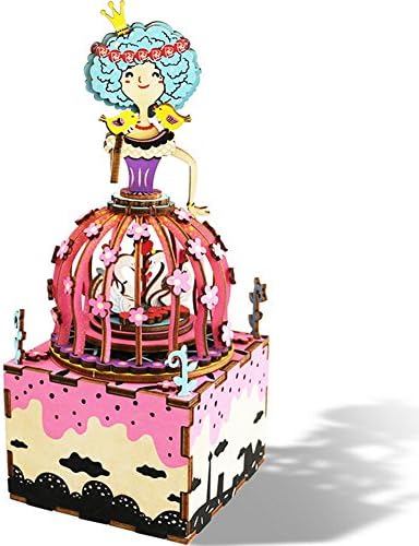 TonTech Newest 3D Jigsaw Puzzle Wooden DIY Clockwork Music Box Mechanical Robot Moon Carousel Eiffel Tower Birds Multi-color Design Children's Kids Toys Christmas Gift (AM405)