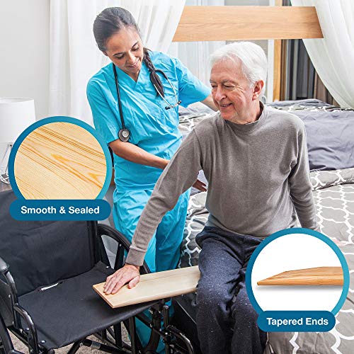 DMI Transfer Board and Slide Board Made of Heavy-Duty Wood for Patient, Senior and Handicap Move Assist and Slide Transfers, FSA HSA Eligible, Holds up to 440 Pounds, Solid, 24 x 8 x 1
