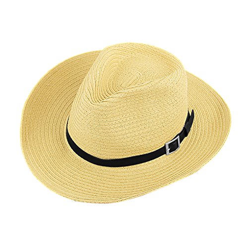 Classic Women's Men's Unisex Crushable Pannama Hat Foldable Packable Summer Straw Gangster Cowboy Fedora Cap Beach Sun Hat with String Wide Brim UPF 50+ Bucket Outdoor Fishing Hunting Hats
