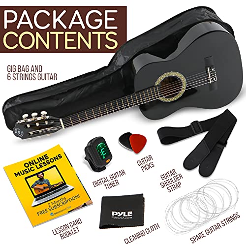 Pyle Beginner Acoustic Guitar Kit, 3/4 Junior Size Instrument for Kids