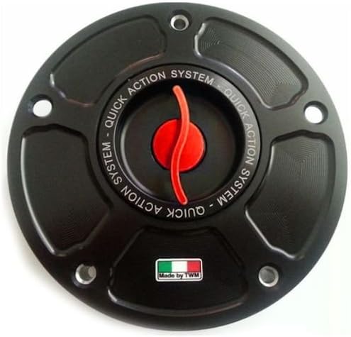 TWM Quick Action CNC Billet Fuel Gas Cap with Red Handle fits Kawasaki ER6 ZX6R ZX10R Z750 Z1000 R SX