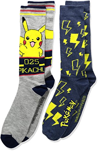 Pokemon Big Boys' 2pk Crew Socks, Assorted Dark, 10-13