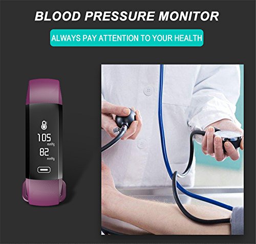 Smart Watch, Fitness Tracker, READ R5.MAX Heart Rate Monitor Blood Pressure Bracelet Pedometer Activity Tracker Sleep Monitoring Call SMS SNS Remind Watch for Android iOS (Purple)