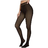 Lecieldusoir Fleece Lined Tights Sheer Women Thermal Tights Fake Faux Translucent Warm Pantyhose Leggings S-XXL