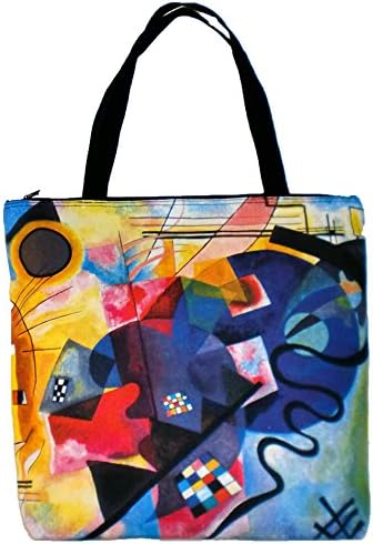 Artzwear Kandinsky Yellow Red Blue Abstract Expressionism Tote Bag Silk Screen Large
