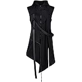 BIUTEY Mens Medieval Renaissance Punk Sleeveless Jacket Long Retro Gothic Dark Hoodie Zipper Coat