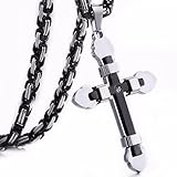 Trendsmax Stainless Steel Cross Pendant Necklace Mens Boys Byzantine Chain 22-30inch