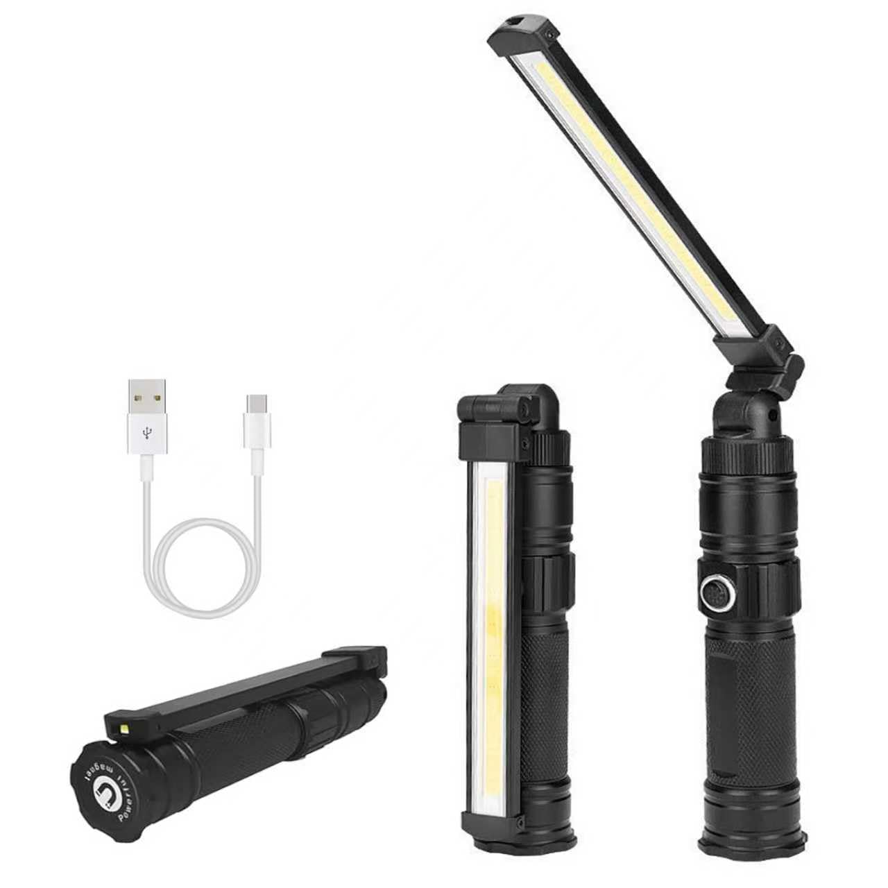 Photo 1 of Rechargeable Work Light, 360° Rotate Design, Magnetic LED Work Light Foldable Flashlight,5 Lighting Modes,Mechanic Light, Portable Outdoor Lamp for Car Repair,Camping, Emergency