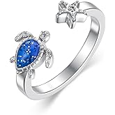 Lypic Turtle Starfish/Seashell/Lotus/Hibiscus/Plumeria Toe Ring for Women 925 Sterling Silver Adjustable Open Toe Ring Summer Foot Jewelry